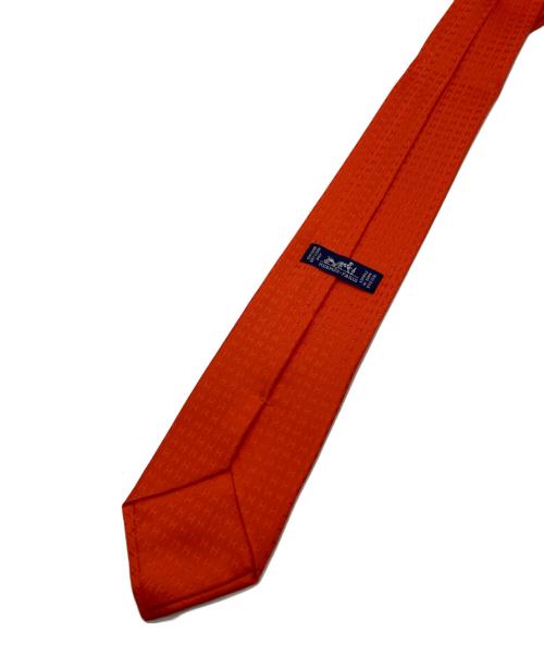 HERMES（エルメス）HERMES (エルメス) クラヴァットフォソネH / H柄シルクネクタイ オレンジ サイズ:-の古着・服飾アイテム