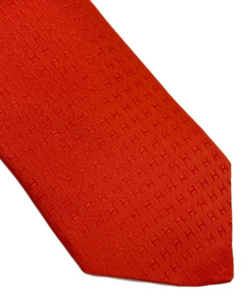 HERMES（エルメス）HERMES (エルメス) クラヴァットフォソネH / H柄シルクネクタイ オレンジ サイズ:-の古着・服飾アイテム