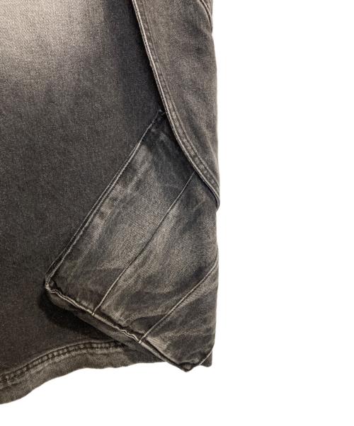 BLR（ビーエルアール）BLR (ビーエルアール) Curved Cover Cargo Bermuda Washing Denim Shorts ブラック サイズ:Ｌの古着・服飾アイテム