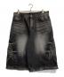BLR（ビーエルアール）の古着「Curved Cover Cargo Bermuda Washing Denim Shorts」｜ブラック