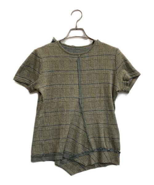 Y's（ワイズ）Y's (ワイズ) グレンチェックインサイドアウトニット グリーン×ホワイト サイズ:2の古着・服飾アイテム