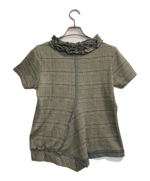 Y's（ワイズ）Y's (ワイズ) グレンチェックインサイドアウトニット グリーン×ホワイト サイズ:2の古着・服飾アイテム