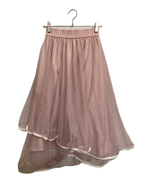 furfur（ファーファー）furfur (ファーファー) ラメチュールトリミングヘムスカート ピンク サイズ:ONE SIZEの古着・服飾アイテム