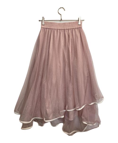 furfur（ファーファー）furfur (ファーファー) ラメチュールトリミングヘムスカート ピンク サイズ:ONE SIZEの古着・服飾アイテム