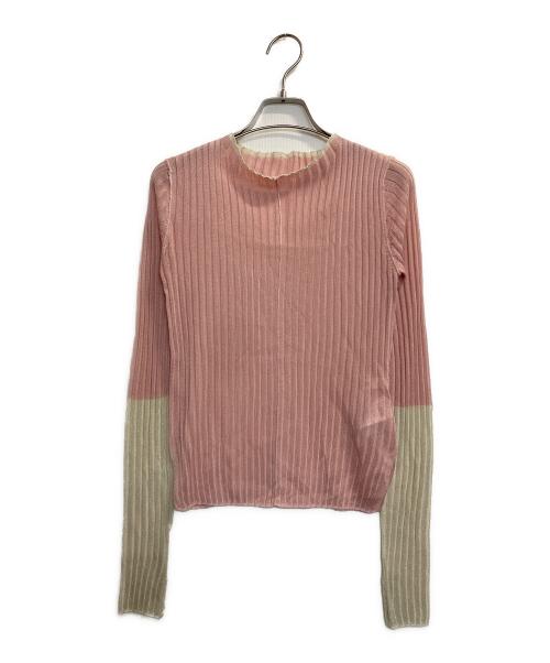 furfur（ファーファー）FURFUR (ファーファー) バイカラーラメシアーリブトップス ピンク サイズ:ONE SIZEの古着・服飾アイテム