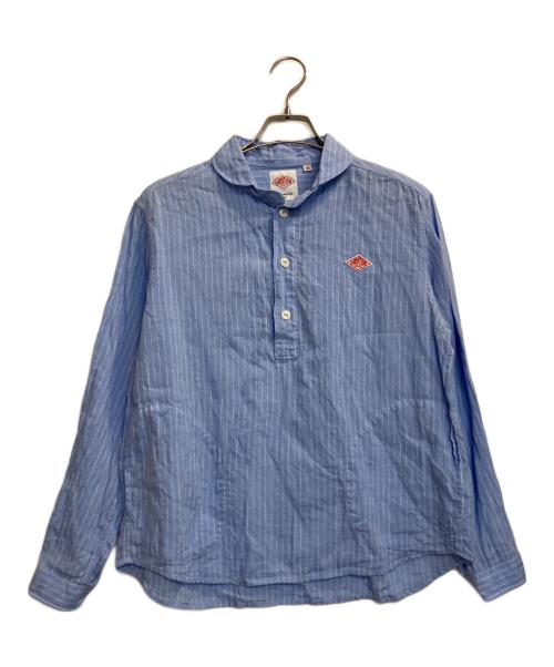 DANTON（ダントン）DANTON (ダントン) ハーフボタンリネンブラウス ブルー×ホワイト サイズ:36の古着・服飾アイテム