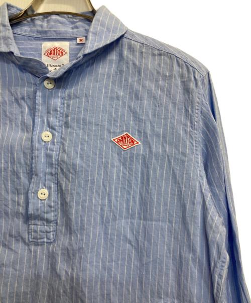 DANTON（ダントン）DANTON (ダントン) ハーフボタンリネンブラウス ブルー×ホワイト サイズ:36の古着・服飾アイテム