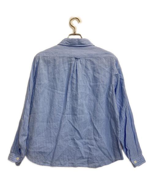 DANTON（ダントン）DANTON (ダントン) ハーフボタンリネンブラウス ブルー×ホワイト サイズ:36の古着・服飾アイテム