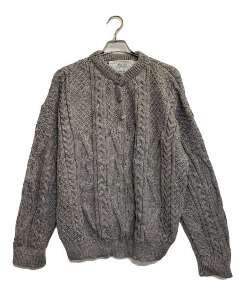 oldderby Knitwear（オールドダービーニットウェア）oldderby Knitwear (オールドダービーニットウェア) ハーフボタンケーブルニット グレー サイズ:Ｍの古着・服飾アイテム