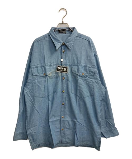 VERSACE（ヴェルサーチェ）VERSACE (ヴェルサーチェ) デニムシャツ ブルー サイズ:XLの古着・服飾アイテム