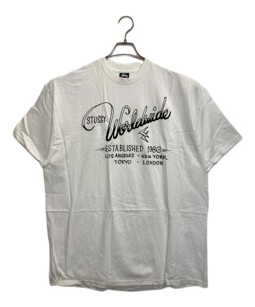 stussy（ステューシー）stussy (ステューシー) ESTABLISHED WORLDWIDE T / ワールドワイドロゴTシャツ ホワイト サイズ:XLの古着・服飾アイテム