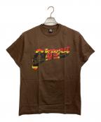 stussyステューシー）の古着「IVY SCRIPT T / アイビーチェックロゴTシャツ」｜ブラウン