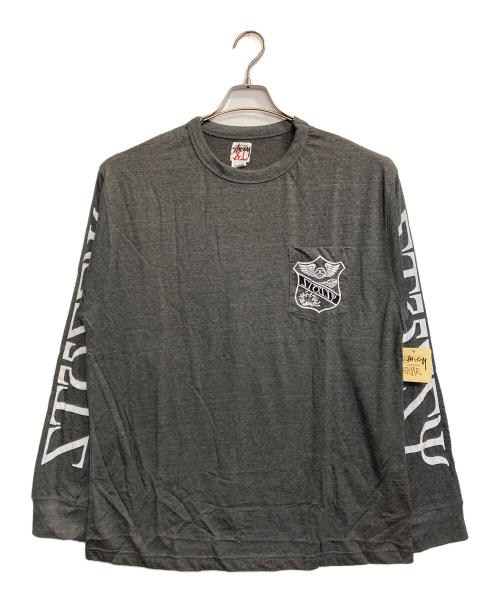 stussy GEAR（ステューシーギア）stussy gear (ステューシーギア) IVY CREW L/S T / SSウイングアイビーTシャツ グレー サイズ:XLの古着・服飾アイテム