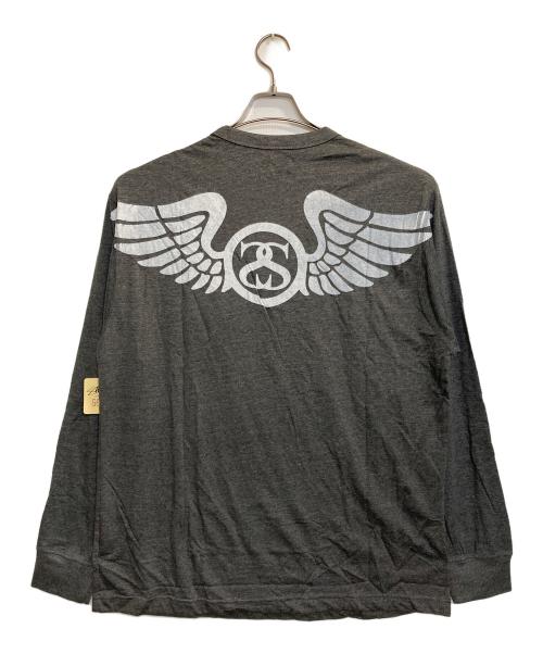 stussy GEAR（ステューシーギア）stussy gear (ステューシーギア) IVY CREW L/S T / SSウイングアイビーTシャツ グレー サイズ:XLの古着・服飾アイテム