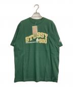 stussyステューシー）の古着「BASEBALL LOGO T / ベースボールロゴTシャツ」｜グリーン