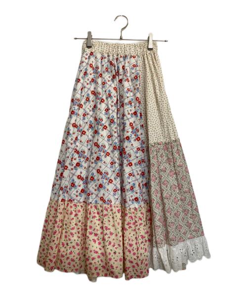 POPPY（ポピー）POPPY (ポピー) 花柄パッチワークフレアスカート アイボリー サイズ:Ｍの古着・服飾アイテム
