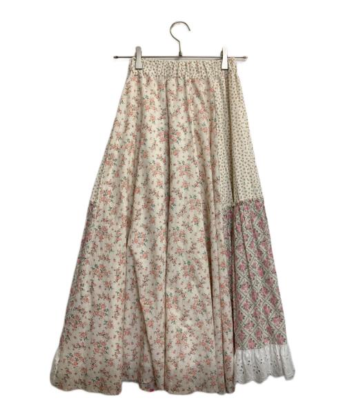 POPPY（ポピー）POPPY (ポピー) 花柄パッチワークフレアスカート アイボリー サイズ:Ｍの古着・服飾アイテム