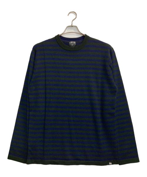 stussy GEAR（ステューシーギア）stussy gear (ステューシーギア) ボーダーニット ネイビー×グリーン サイズ:XLの古着・服飾アイテム