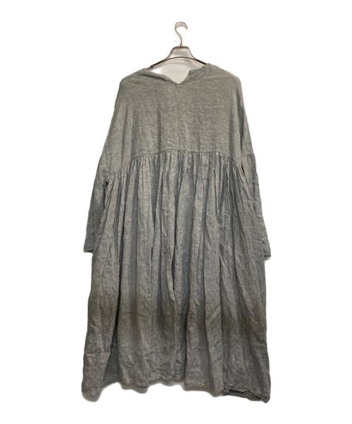 Veritecoeur（ヴェリテクール）Veritecoeur (ヴェリテクール) リネンギャザーワンピース グレー サイズ:Ｆの古着・服飾アイテム