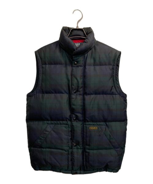 POLO RALPH LAUREN（ポロ・ラルフローレン）POLO RALPH LAUREN (ポロ・ラルフローレン) チェックダウンベスト ネイビー×グリーン サイズ:Sの古着・服飾アイテム