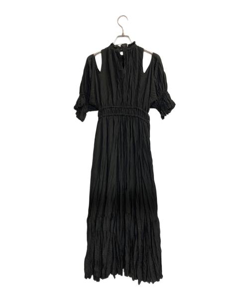 eimy istoire（エイミーイストワール）eimy istoire (エイミーイストワール) ワッシャープリーツオフショルダーワンピース ブラック サイズ:Fの古着・服飾アイテム