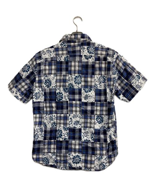 stussy（ステューシー）stussy (ステューシー) パッチワークシャツ ネイビー×ホワイト サイズ:Ｌの古着・服飾アイテム