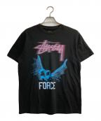 stussyステューシー）の古着「コラボプリントTシャツ」｜ブラック
