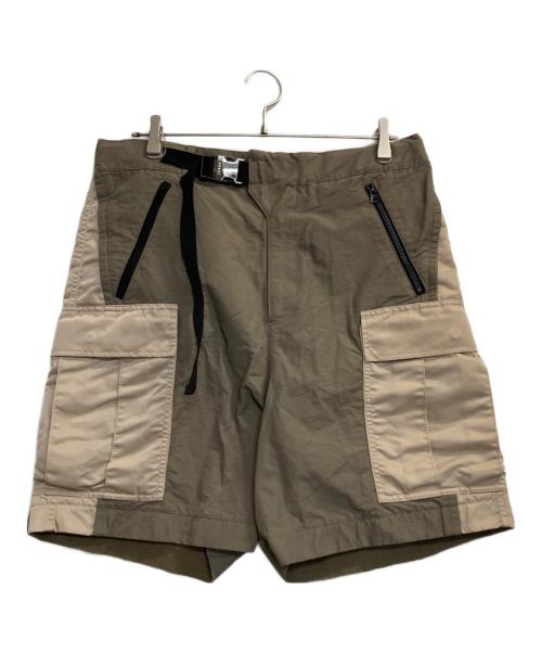sacai（サカイ）sacai (サカイ) Nylon Twill Mix Shorts/ベルテッドナイロンショーツ ベージュ×カーキ サイズ:4の古着・服飾アイテム