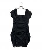moussyマウジー）の古着「GATHER RIBBON ミニドレス」｜ブラック