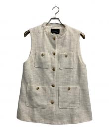 green label relaxing（グリーンレーベルリラクシング）の古着「ツイードフリンジポケットベスト」｜アイボリー