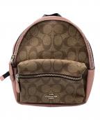 COACHコーチ）の古着「シグネチャーミニレザーリュック」｜ベージュ×ピンク