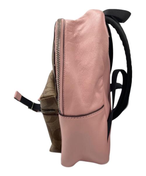 COACH（コーチ）COACH (コーチ) シグネチャーミニレザーリュック ベージュ×ピンクの古着・服飾アイテム