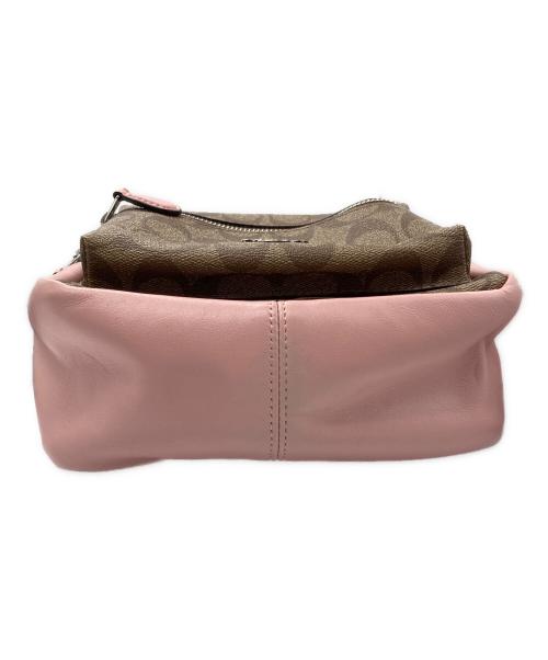 COACH（コーチ）COACH (コーチ) シグネチャーミニレザーリュック ベージュ×ピンクの古着・服飾アイテム