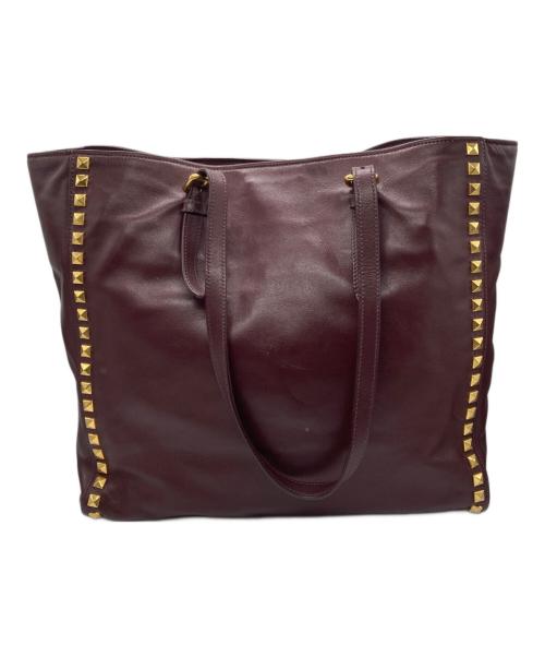 MIU MIU（ミュウミュウ）MIU MIU (ミュウミュウ) スタッズレザー2WAYバッグ ボルドーの古着・服飾アイテム
