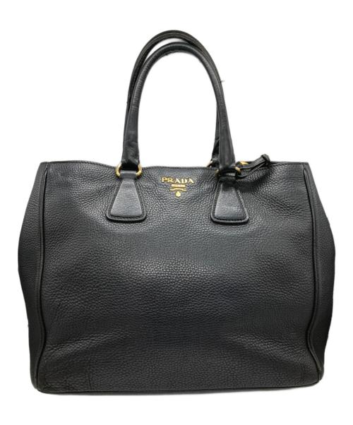 PRADA（プラダ）PRADA (プラダ) レザートートバッグ ブラックの古着・服飾アイテム