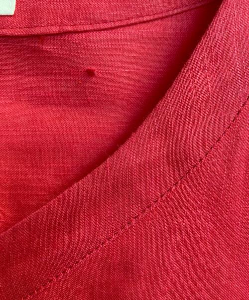 DES PRES（デ プレ）DES PRES (デ プレ) リネンラミーシルク フレンチスリーブシャツワンピース レッド サイズ:36の古着・服飾アイテム