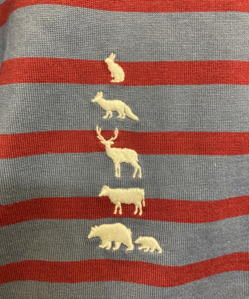 MOUNTAIN RESEARCH（マウンテンリサーチ）MOUNTAIN RESEARCH (マウンテンリサーチ) Animal Border Tee レッド×ブルー サイズ:Ｍの古着・服飾アイテム