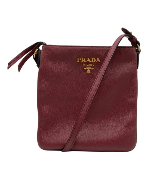 PRADA（プラダ）PRADA (プラダ) CERISEレザーショルダーバッグ ボルドーの古着・服飾アイテム