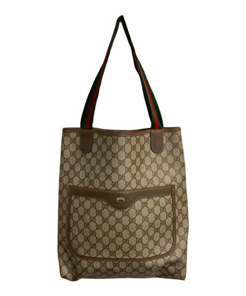 GUCCI（グッチ）GUCCI (グッチ) GGシェリーラインハンドルトートバッグ ブラウンの古着・服飾アイテム