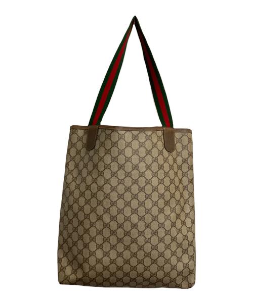 GUCCI（グッチ）GUCCI (グッチ) GGシェリーラインハンドルトートバッグ ブラウンの古着・服飾アイテム