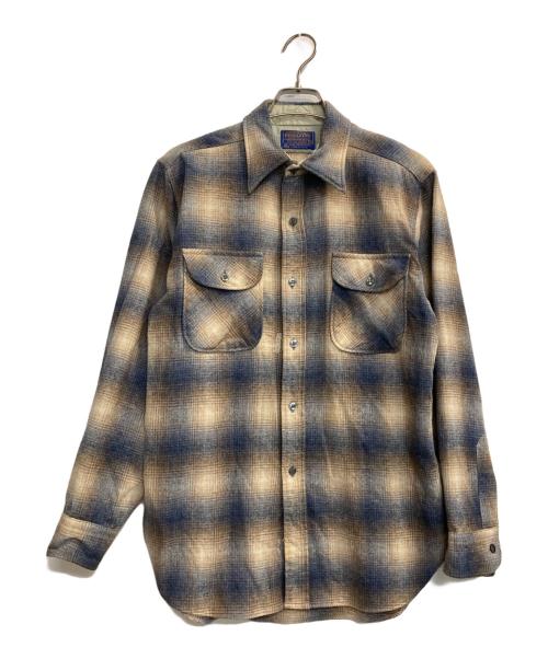 PENDLETON（ペンドルトン）PENDLETON (ペンドルトン) ウールチェックシャツ ネイビー×ベージュ サイズ:Ｍの古着・服飾アイテム