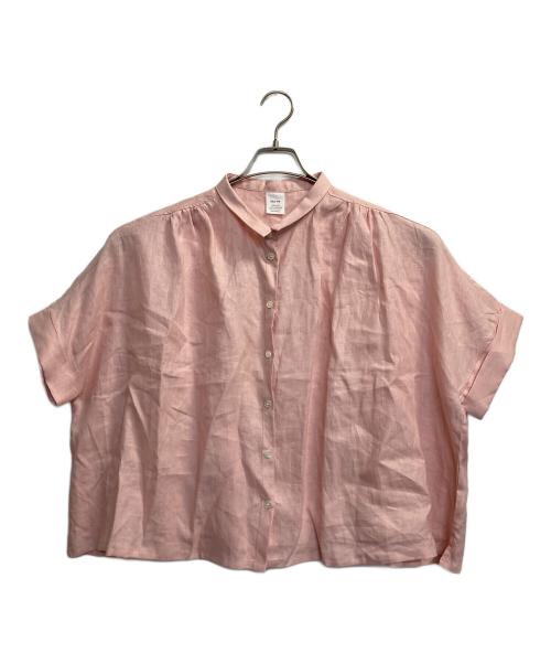 ista-ire（イスタイーレ）ista-ire (イスタイーレ) 平織リネン ちび衿ワイドシャツ ピンク サイズ:Fの古着・服飾アイテム