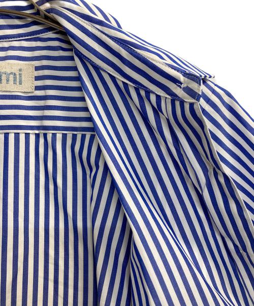 Midi-Umi（ミディウミ）Midi-Umi (ミディウミ) フレアストライプシャツ ブルー×ホワイト サイズ:Fの古着・服飾アイテム