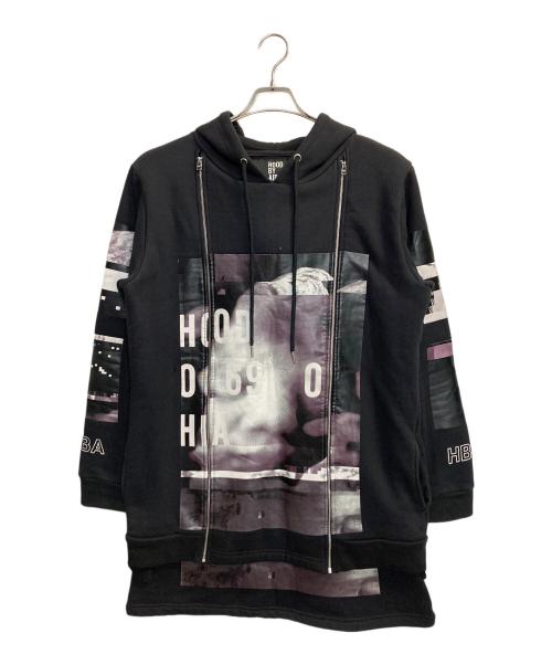 Hood By Air（フッドバイエアー）Hood By Air (フッドバイエアー) ジップデザインパーカー ブラック サイズ:Ⅼの古着・服飾アイテム