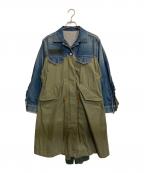 sacaiサカイ）の古着「Denim × Mods Coat / デニムコンビモッズコート」｜グリーン×インディゴ