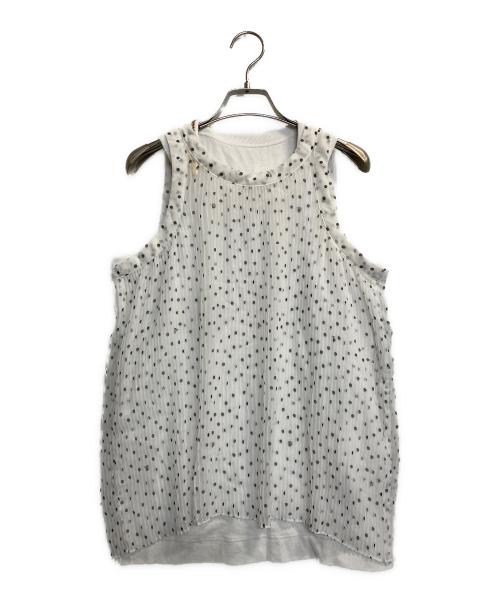 sacai（サカイ）sacai (サカイ) ドット柄ノースリーブレイヤードブラウス ホワイト サイズ:3の古着・服飾アイテム