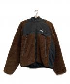 stussyステューシー）の古着「Sherpa Paneled Hooded」｜ブラウン×ブラック
