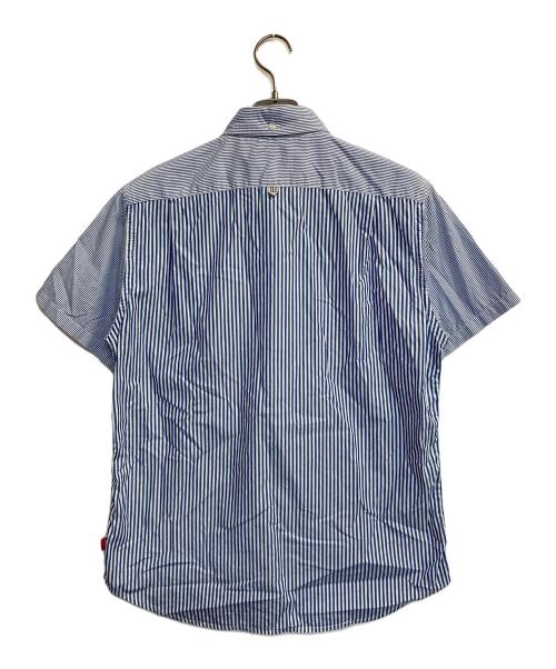 stussy（ステューシー）stussy (ステューシー) ポケット刺繍ストライプシャツ ブルー×ホワイト サイズ:Mの古着・服飾アイテム