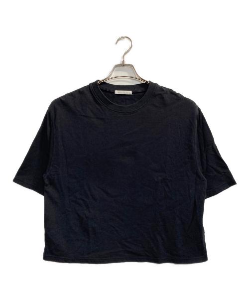 GALERIE VIE（ギャルリーヴィー）GALERIE VIE (ギャルリーヴィー) コットンシルクカノコ ワイドクルーネックTシャツ ブラック サイズ:Fの古着・服飾アイテム