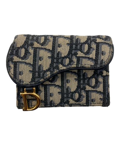 Christian Dior（クリスチャン ディオール）Christian Dior (クリスチャン ディオール) トロッターサドルウォレット ネイビー×ベージュの古着・服飾アイテム
